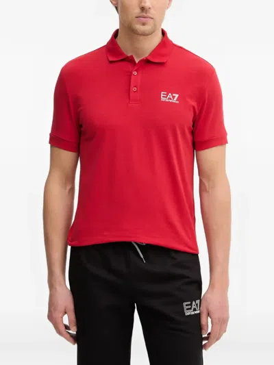 Ea7 Logo Polo Shirt In Red