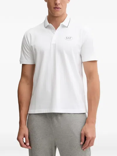 Ea7 Logo Polo Shirt In White