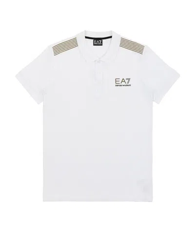 Ea7 Logo Polo Shirt In White