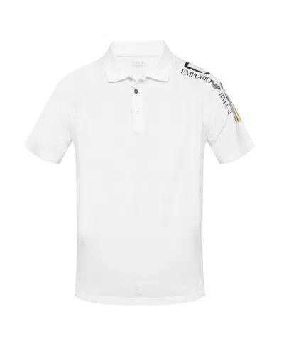 Ea7 Logo Polo Shirt In White