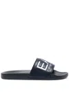 Ea7 Men Navy Blue Logo Slides In Blue