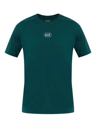 Ea7 Logo-print Athletic T-shirt In Green