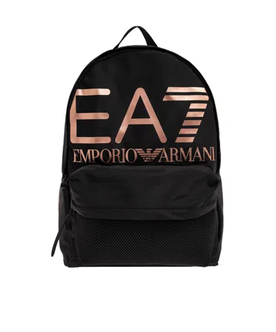 Ea7 Logo Print Backpack In Black