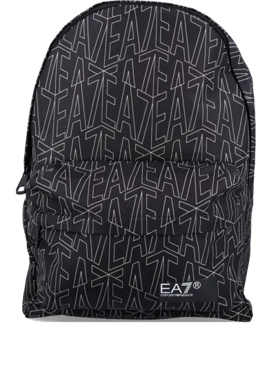 Ea7 Logo-print Backpack In Blue