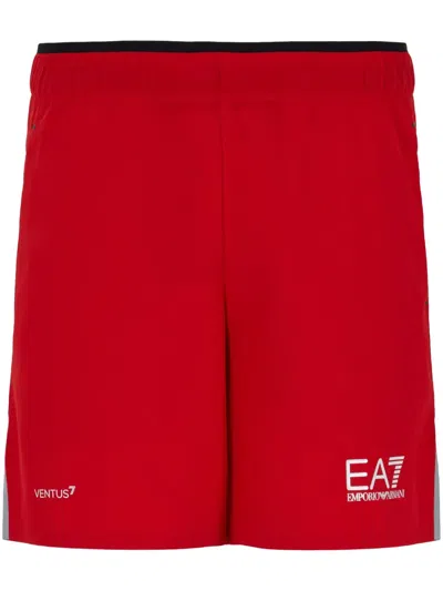 Ea7 Logo-print Bermuda Shorts In Red