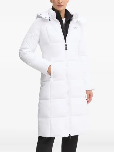 Ea7 Logo-print Coat In White