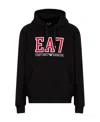 Ea7 Logo-print Cotton-blend Hoodie In Black