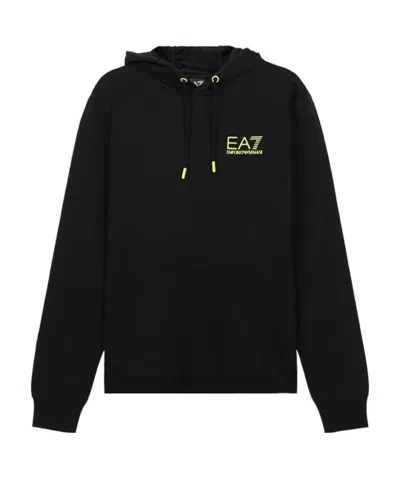 Ea7 Logo-print Cotton Hoodie In Black