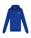 Ea7 Logo-print Cotton Hoodie In Blue
