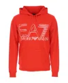 Ea7 Logo-print Cotton Hoodie In Red