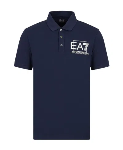 Ea7 Logo-print Cotton Polo Shirt In Black