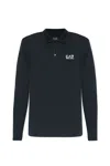 Ea7 Logo-print Cotton Polo Shirt In Black
