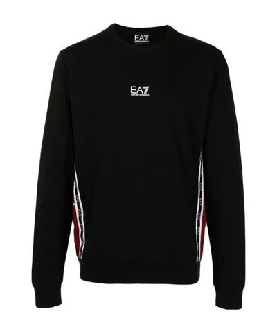 Ea7 Logo-print Cotton Sweatshirt In Black