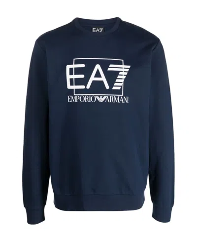 Ea7 Logo-print Cotton Sweatshirt In Black