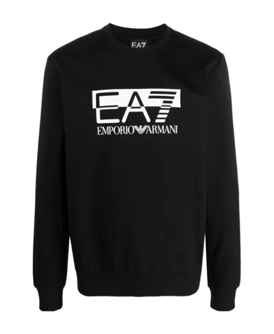 Ea7 Logo-print Cotton Sweatshirt In Black