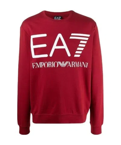 Ea7 Logo-print Cotton Sweatshirt In Red