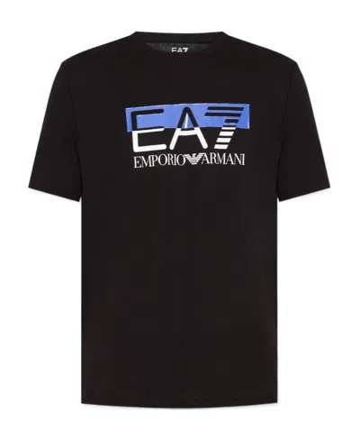 Ea7 Logo-print Cotton T-shirt In Black