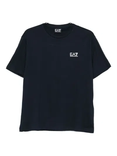 Ea7 Logo-print Cotton T-shirt In Blue