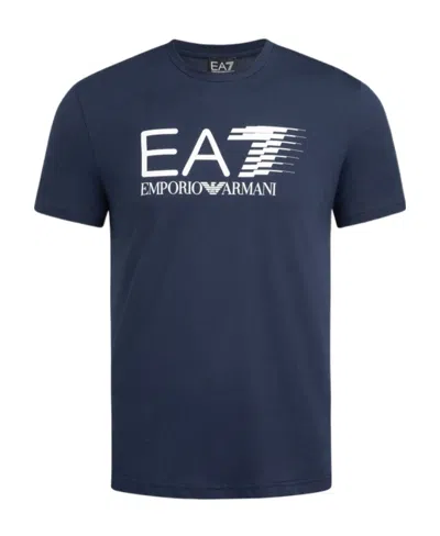 Ea7 Logo-print Cotton T-shirt In Blue