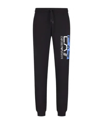 Ea7 Logo-print Cotton Track Pants In Black