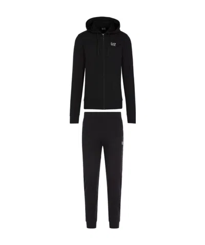 Ea7 Logo-print Cotton Tracksuit In Black