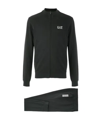 Ea7 Logo-print Cotton Tracksuit Set In Black