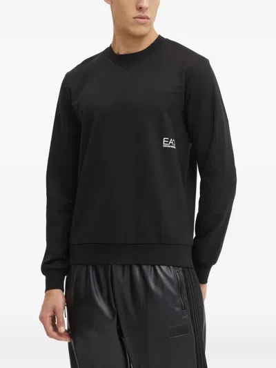Ea7 Logo-print Crew-neck Sweatshirt In Black