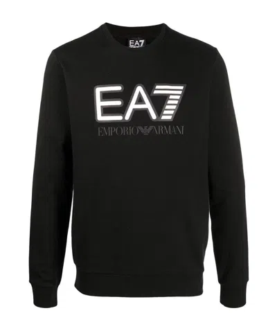 Ea7 Logo-print Crew Neck Sweatshirt In Black