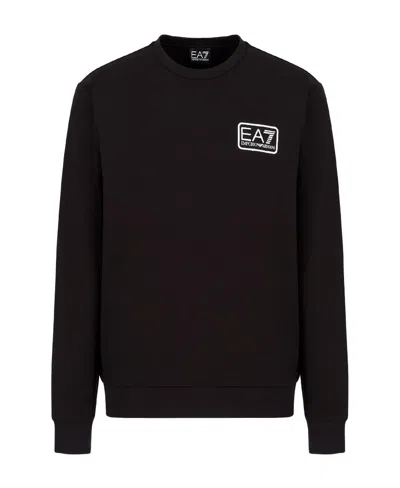 Ea7 Logo-print Crew-neck Sweatshirt In Black