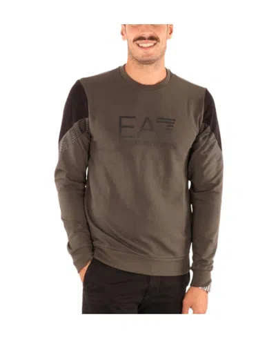Ea7 Logo-print Crew-neck Sweatshirt In Brown