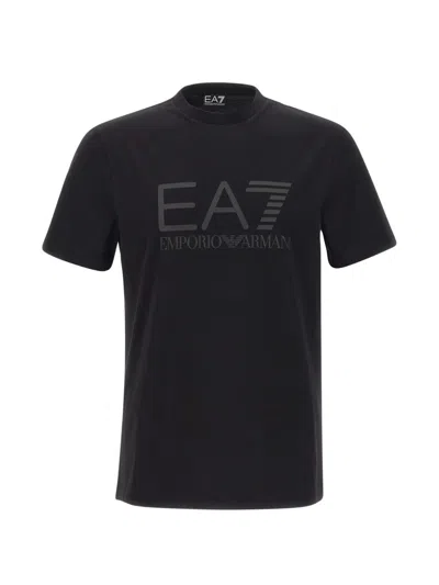 Ea7 Logo Print Crew Neck T-shirt In Black