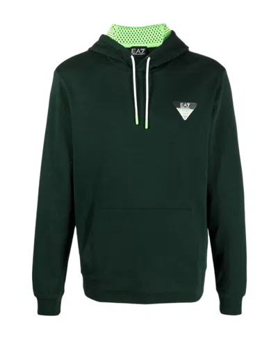 Ea7 Logo-print Detail Hoodie In Black