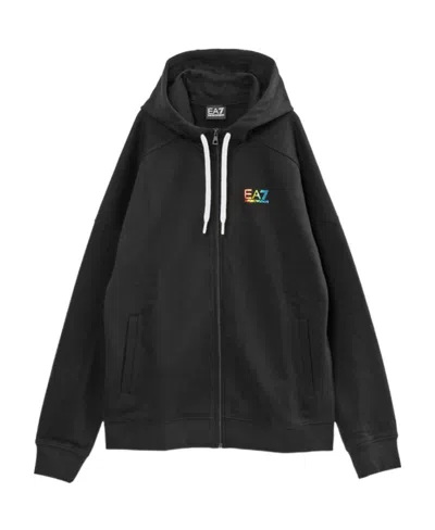 Ea7 Logo-print Drawstring Hoodie In Black