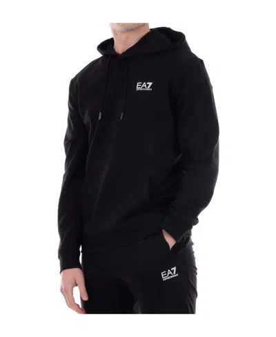 Ea7 Logo-print Drawstring Hoodie In Black