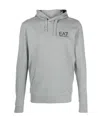 Ea7 Logo-print Drawstring Hoodie In Gray