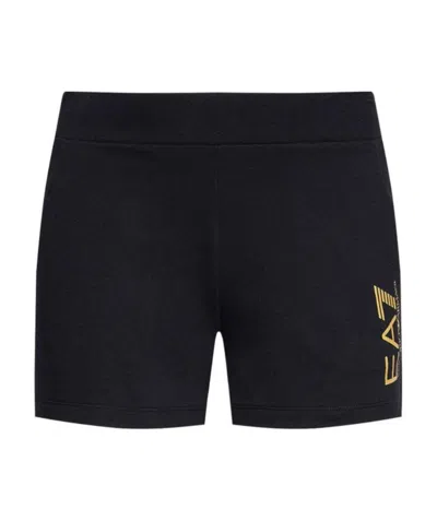 Ea7 Logo Print Fitted Shorts In Black