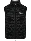 Ea7 Emporio Armani Logo Down Vest In Black