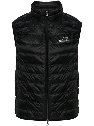 EA7 LOGO-PRINT PADDED GILET