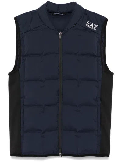 Ea7 Logo-print Gilet In Blue