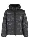 Ea7 Ll-over Logo Print Padded Jacket In Black