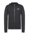 Ea7 Logo Print Hooded Jacket In Black
