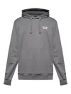 Ea7 Emporio Armani Logo Printed Drawstring Hoodie In Gray