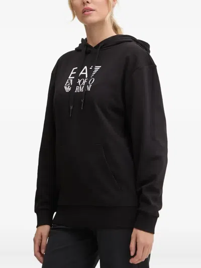 Ea7 Logo-print Hoodie In Black