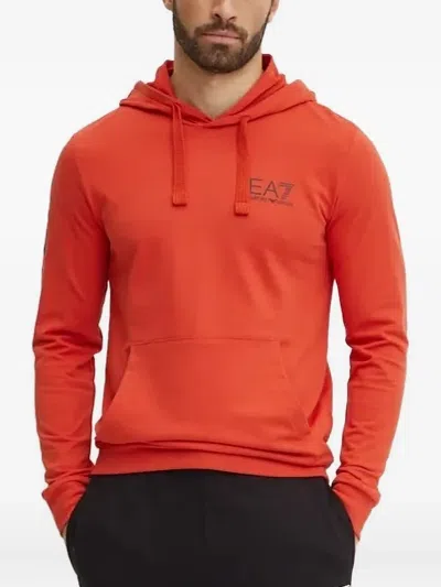 Ea7 Logo-print Hoodie In Gold