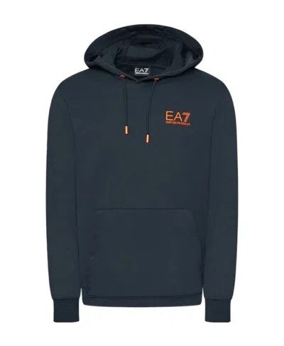 Ea7 Logo-print Jersey Hoodie In Black