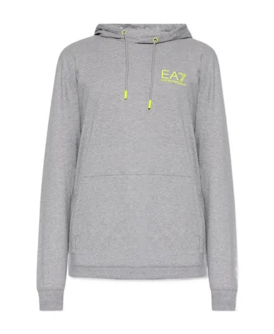 Ea7 Logo-print Jersey Hoodie In White