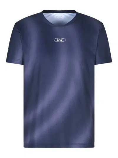 Ea7 Logo-print Jersey T-shirt In Blue