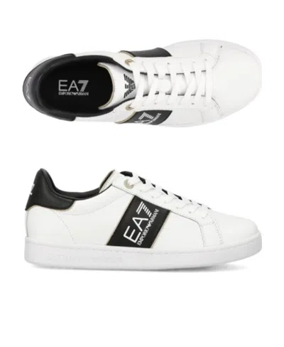 Ea7 Logo-print Leather Sneakers In White