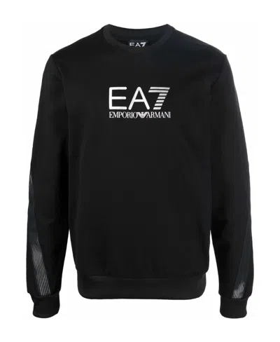 Ea7 Logo-print Long-sleeve Sweatshirt In Black