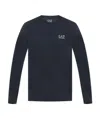 Ea7 Crew Neck T-shirt Core Identity In Cotton With Long Sleeves In Black